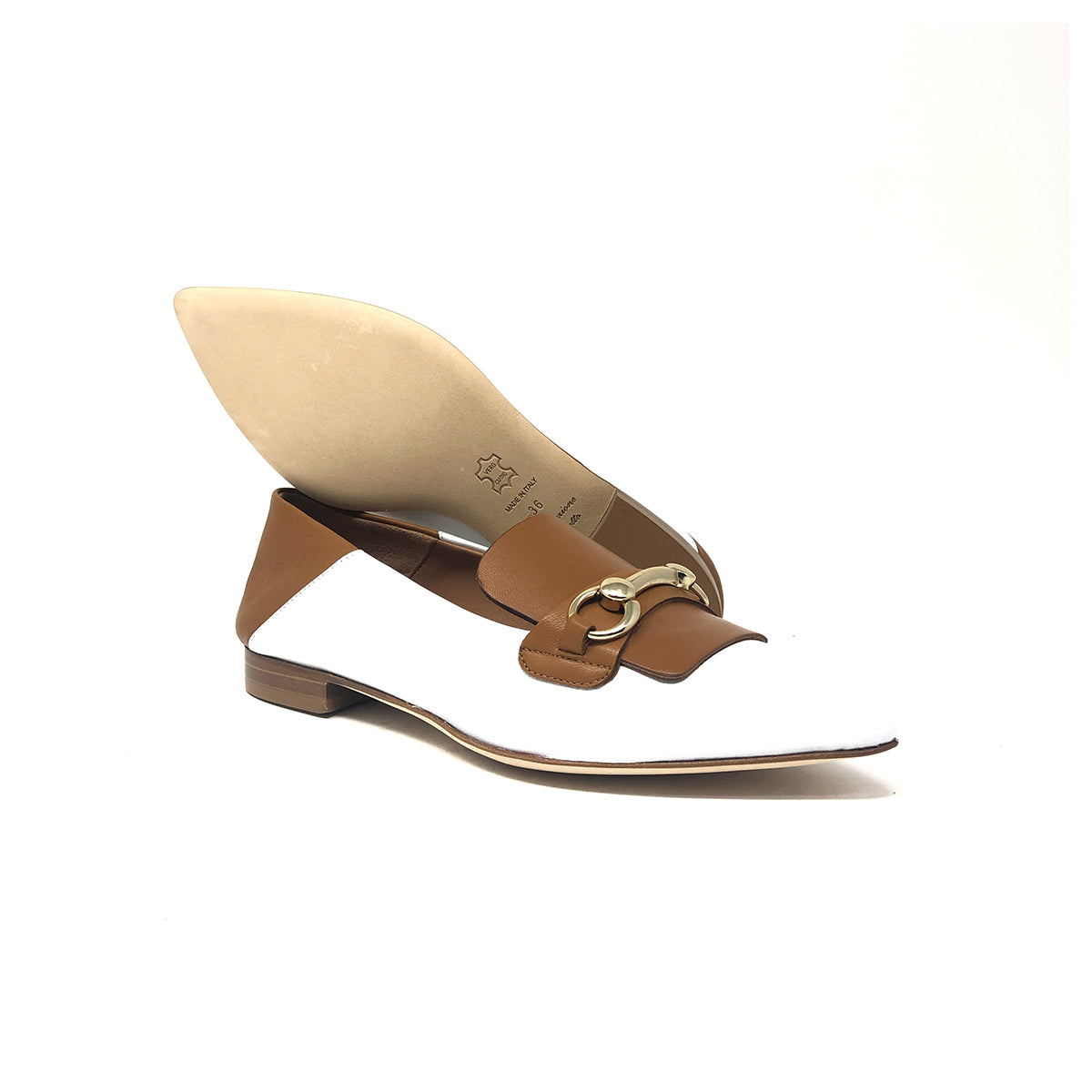 MOCASSINO - BDH03 BIANCO E CUOIO